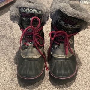 London Fog Black and Pink Snow Boots